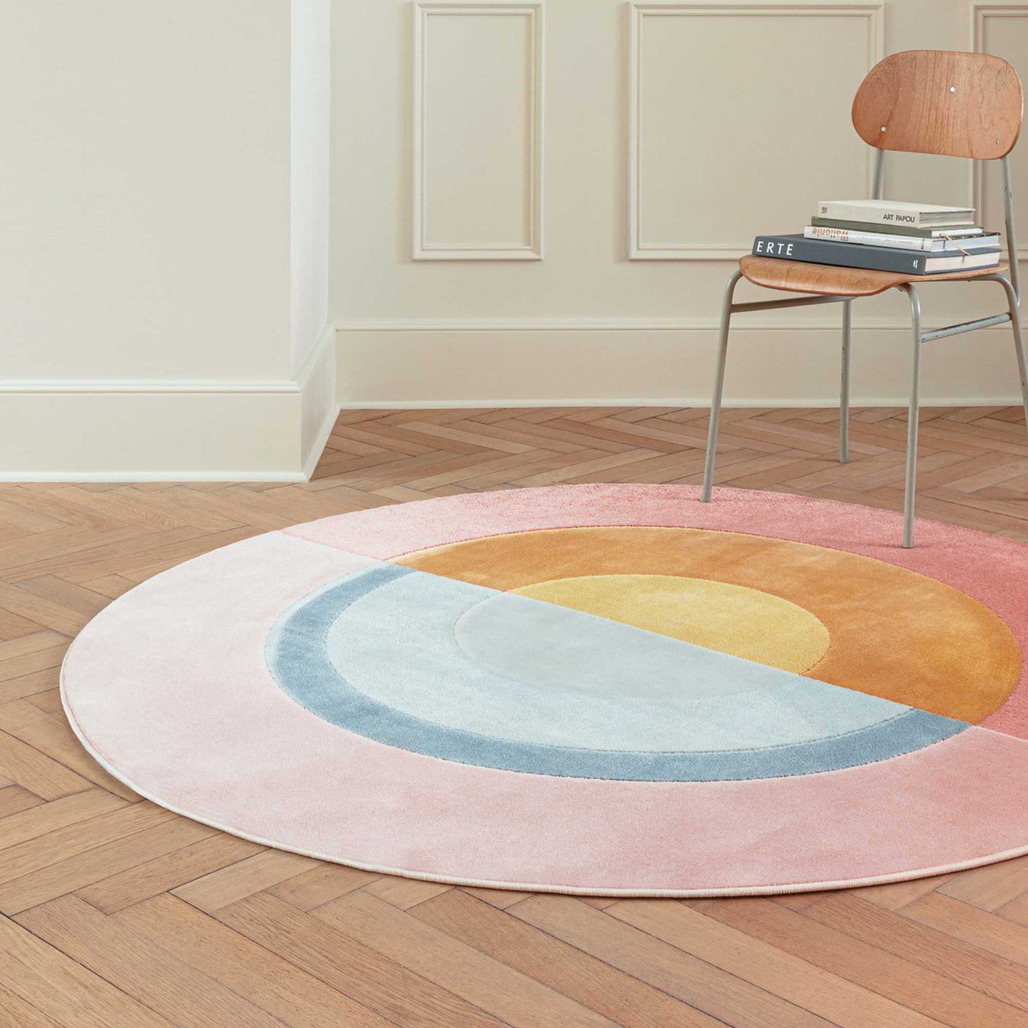 City Modern Geometric Circle Round Rugs 466137 Ak200 In Multicolour